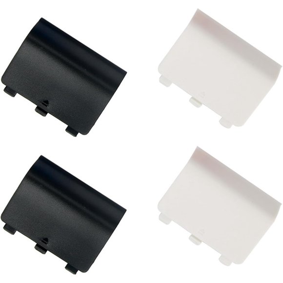 4 Pack Xbox One Wireless Controller Battery Back Covers - 2 Black & 2 White Replacement Lids, Durable High-Quality Shells, Easy to Install, Perfect Fit for Xbox One Controllers, Ideal Spare Parts to