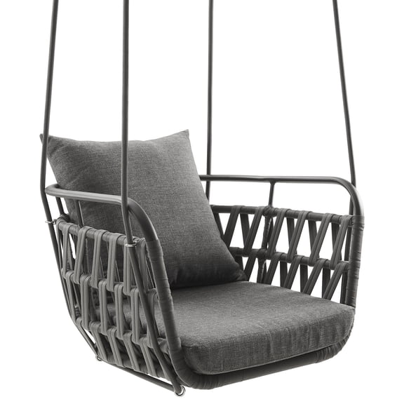 Swing Lounge Chair, Dark Gray, Aluminum, Outdoor Patio Balcony Cafe Bistro Garden Hospitality Restaurant, Modern Contemporary, HB37281