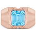 thumbnail image 2 of AFFY 8x10 mm Simulated Birthstone Men's Ring Blue Topaz In 14K Rose Gold Plated 925 Sterling Silver. Ring Size 9, 2 of 5