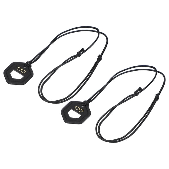 Uxcell 2 Pcs Eyeglass Holder Necklace Ring, Eyeglasses Chain Holder Anti-Lost Sunglasses Neck Strap Soft Portable Eye Glasses Lanyard for Women and Men, Black