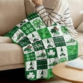 thumbnail image 3 of Yibo Home Shamrock Flannel Blanket St.Patrick's Day Green Black Buffalo Plaid Light-Weight Soft Cozy Beds for Couch Sofa, 3 of 7