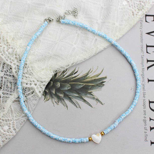 Collar de cuentas de concha natural, gargantilla de arcilla polimérica Bohemia con corazón de moda coreana, colgante colorido, cuello de verano, joyería femenina hecha a mano Tan Jianjun unisex