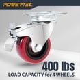 thumbnail image 6 of POWERTEC 2-inch Swivel PU Plate Casters, Red, 4PK, 17212, 6 of 8