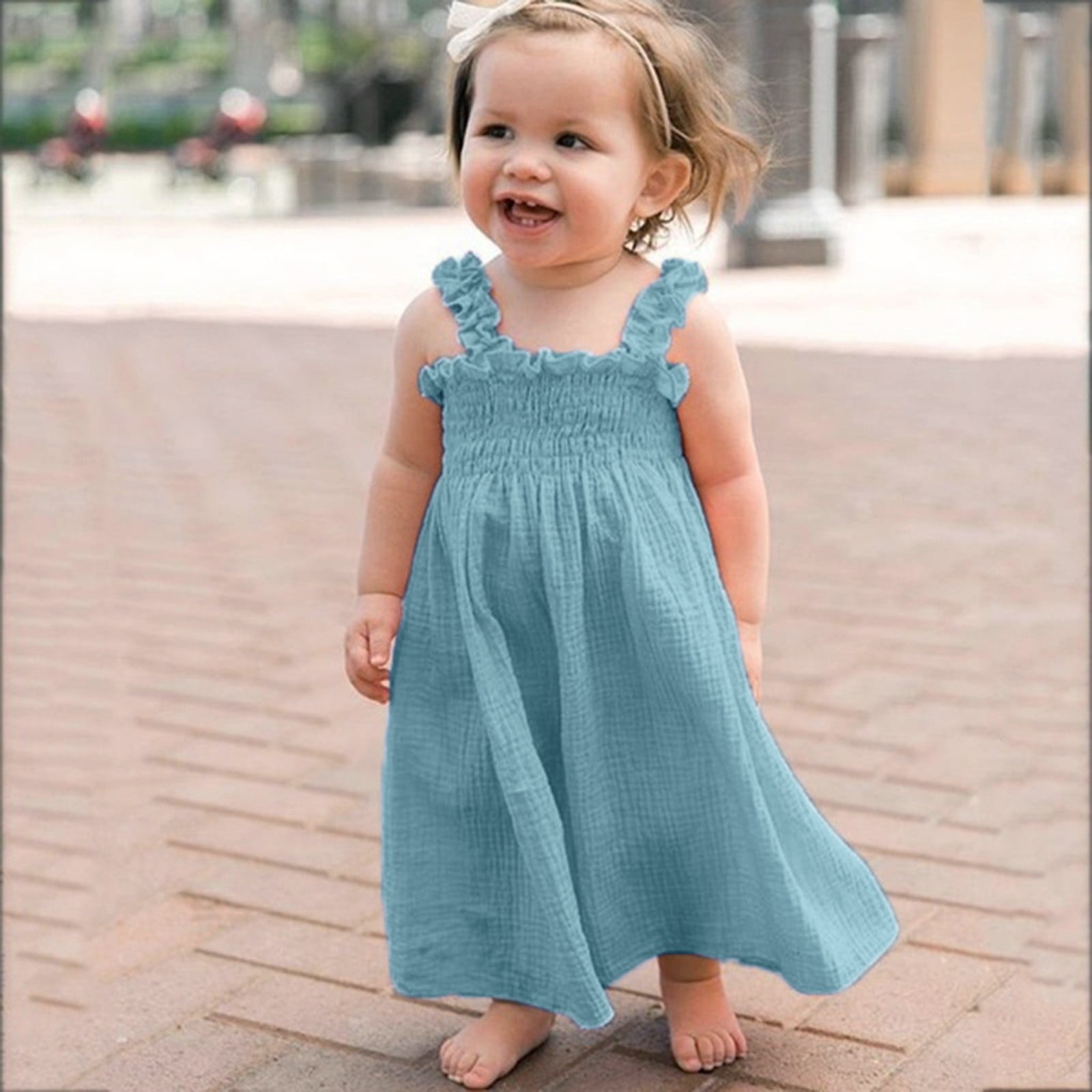 Ketyyh chn99 Summer Dresses Summer Dresses Baby Girls Tulle Sleeveless Dress Toddler Kids Short Long Sleeve Short Knit Dresses Light Blue 3 4 Years