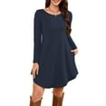 thumbnail image 1 of Robe T-Shirt à Poche, Robe Midi Ample à Manches Longues à Col Rond, Robe Facile pour Tous les Jours pour Femmes, Maternité, Voyage et Tenue de Fin de Semaine Bleu Marine P, 1 of 5