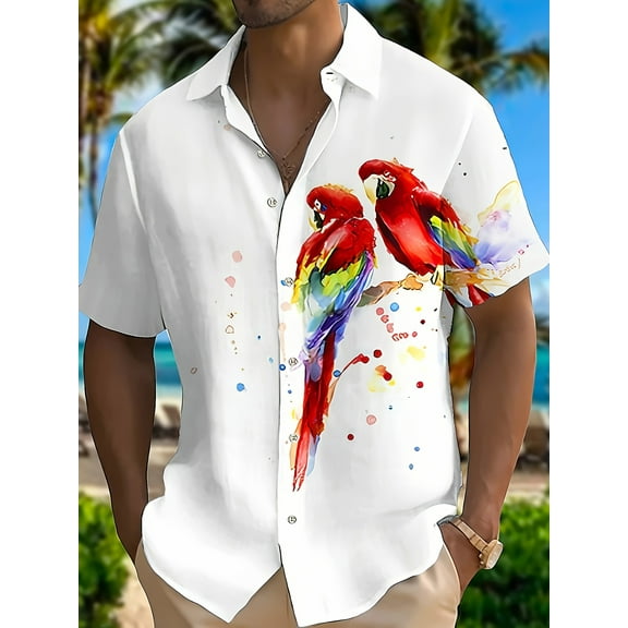 Mens Hawaiian Shirt Funky Beach Casual Men's Short Sleeve Summer Aloha Shirts White 3XL