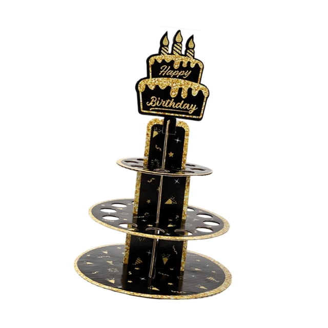 Voxware Money Holder Cake Table Centerpiece Desktop Decoration Double Layer Paper Structure Unique Function Suitable for Anniversary Gathering Black