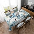 thumbnail image 4 of Navy Blue Leaves Rectangle Tablecloth, Summer Botanical Farmhouse Watercolor Leaf Waterproof & StainResistant Tablecloth, Washable Oil-proof Table Cover for Dining/Party/Wedding/Buffet 60x102 In, 4 of 9