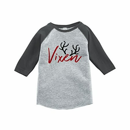 

7 ate 9 Apparel Kids Vixen Christmas Grey Baseball Tee