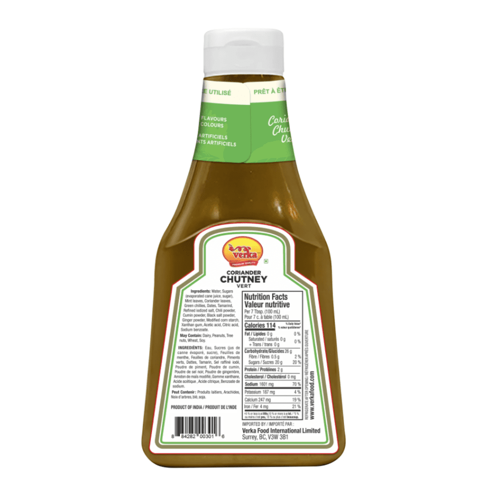 Chutney de coriandre Verka, 400ml avec une explosion de menthe