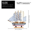 thumbnail image 2 of Accent Collection Mini Wood Sailboat Model With Sails, Rustic, Ocean themed Boat, White Blue, 2 of 6