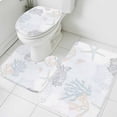 thumbnail image 3 of Blue Pink Coral Coastal Bath Mat 3 Piece Bathroom Rug Set, Nautical Starfish Summer Beach Non Slip Bath Rug Contour Mat and Toilet Lid Cover, Absorbent Shower Mats Soft Bath Rugs and Mats Sets, 3 of 8