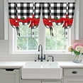 thumbnail image 4 of Valentine's Day Tie Up Curtains for Windows, Adjustable Balloon Window Shades, Red Rose Flowers Buffalo Plaid Romantic Kitchen Window Treatments Farmhouse Short Curtains with Rod Pocket 42"x45", 4 of 8