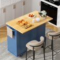 thumbnail image 2 of Kitchen Island with Folding Drop Leaf  Rolling Island Table with Storage  Kitchen Cabinet on Wheels with Seating Area for Kitchen  Bar Cart with Cabinet, 2 of 6