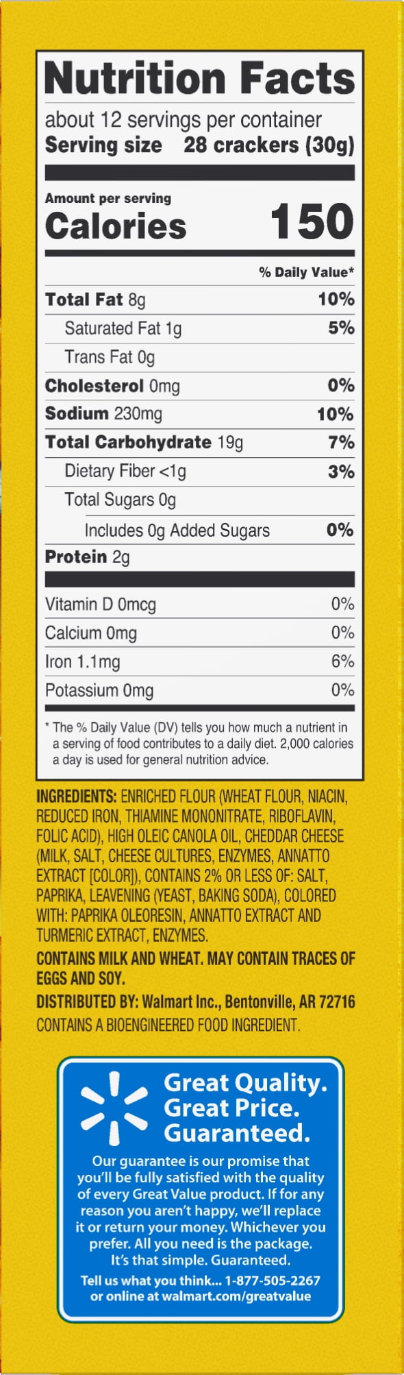 Great Value Cheese Crackers, 12.4 oz