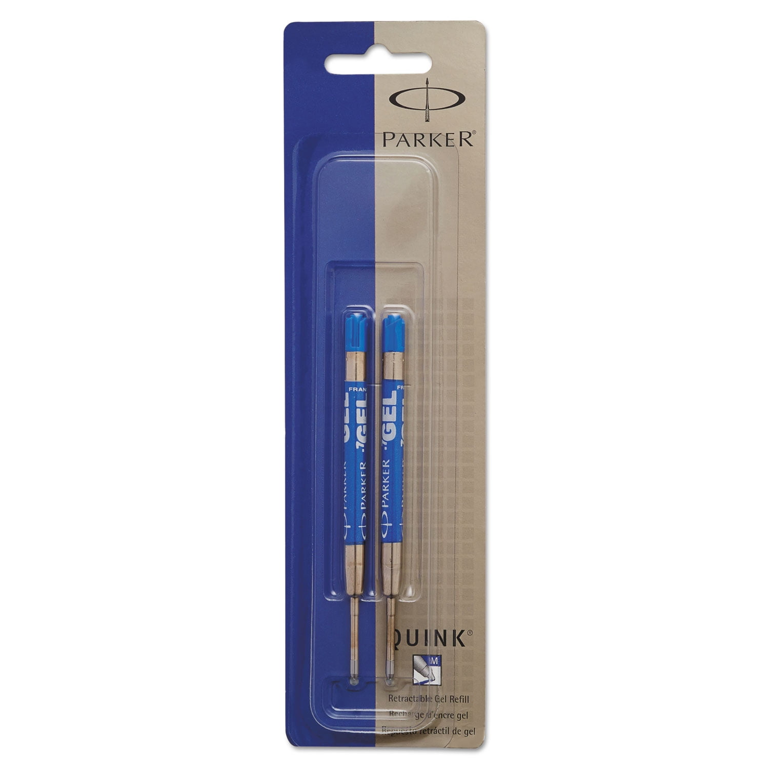 Parker Refill for Gel Ink Roller Ball Pens Medium Blue Ink 2/Pack 1950364 