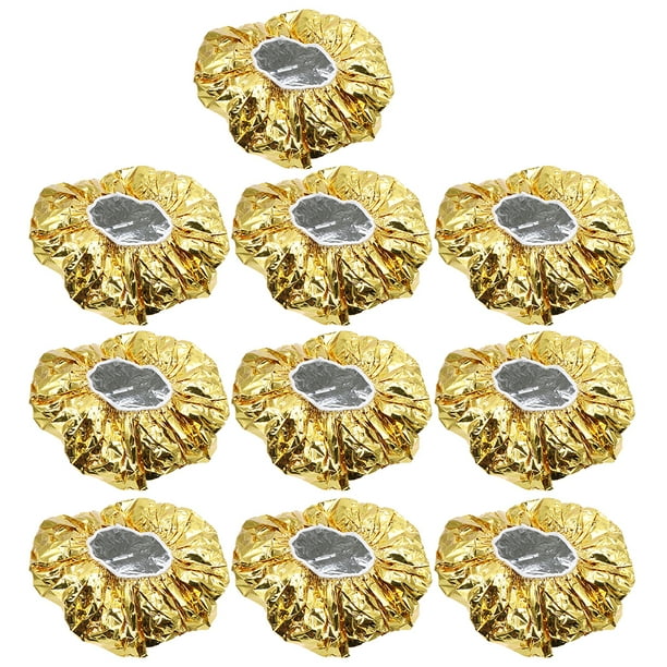 EeaseMX 10 gorros de aluminio para el pelo con aislamiento térmico, elásticos y para teñir el cabello en casa (dorados)