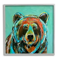 Stupell Industries Modern Bear Abstract Animals & Insects Painting Gray Framed Art Print Wall Art, 24 x 24