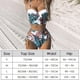 thumbnail image 3 of Traje de baño de dos piezas cómodo para mujer, diseño entrecruzado y cintura alta, para playa y verano, conjunto de bikini con estampado de hojas y vendaje, 3 of 6
