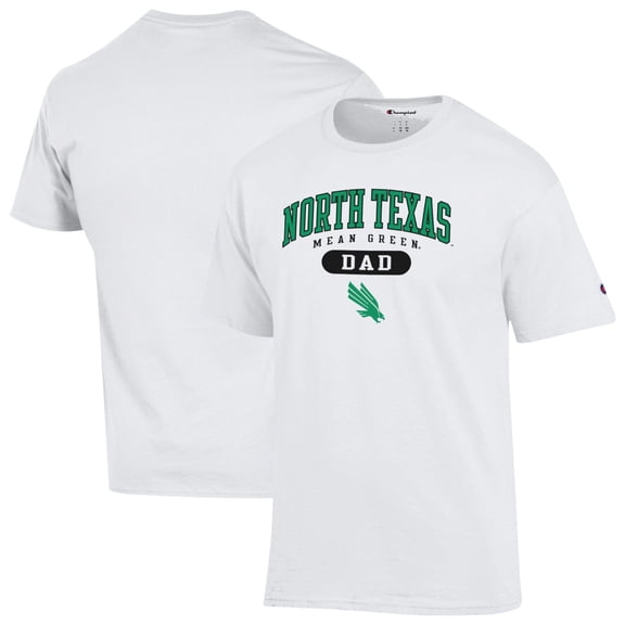 Men's Champion White North Texas Mean Green Dad Pill Box Jersey T-Shirt