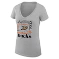 thumbnail image 2 of Women's G-III 4Her by Carl Banks Heather Gray Anaheim Ducks Super-Slim Fit Lightweight Collage Team Graphic T-Shirt, 2 of 3