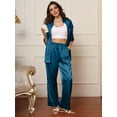 thumbnail image 5 of DAKIMOE Womens Satin Silk Pajama Sets Short Sleeve Button Down Pajamas Women Pjs Lounge Sets Sleepwear Long Pant S-XL, 5 of 12