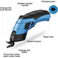 thumbnail image 3 of Cordless Electric Scissors, 2025 New Rechargeable Portable Cardboard Box Cutter with 2 Blades, Powerful Shears Cutting Tool for Fabric, Cardboard, Leather, Carpet and More (Blue (Boxed)), 3 of 7