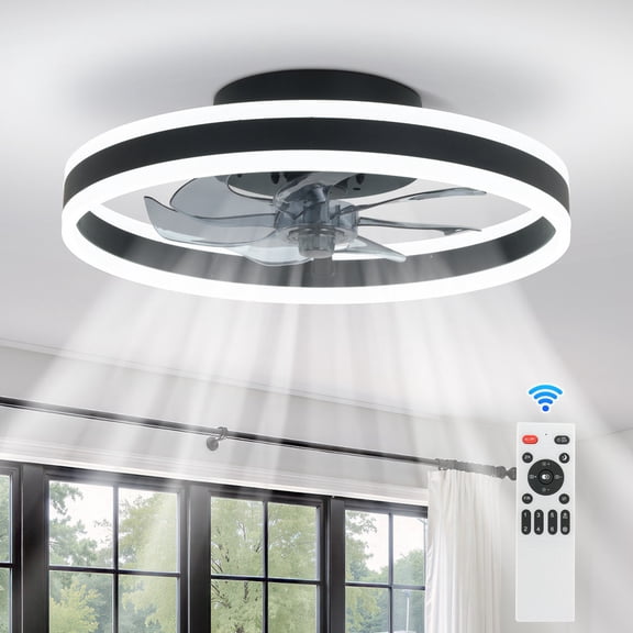 GCGAFUL RGB Flush Mount Ceiling Fan with Light, 18.9 Inch Fan Light with Remote, 3CCT, Reversible Blades, for Bedroom, Dining Room