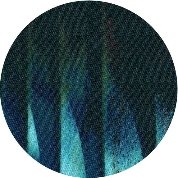Ahgly Company Machine Washable Indoor Round Transitional Teal Green Area Rugs, 8' Round