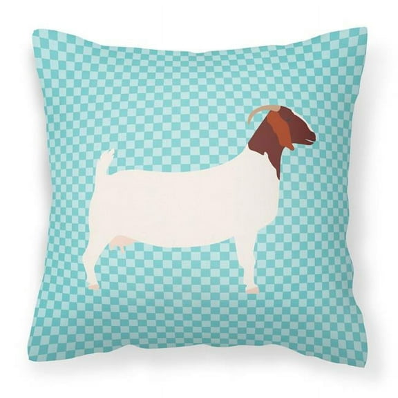 Boer Goat Blue Check Fabric Decorative Pillow