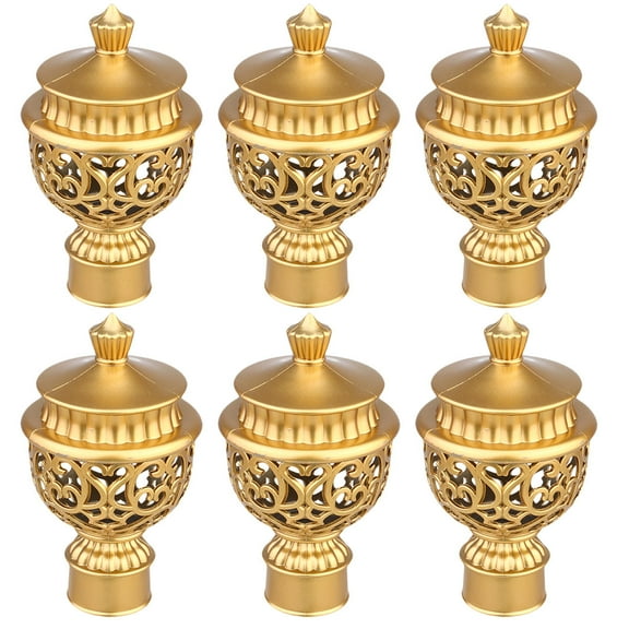 CATIEBYE Curtain Rod Finials Only 6PCS Golden Plastic for Homeowners