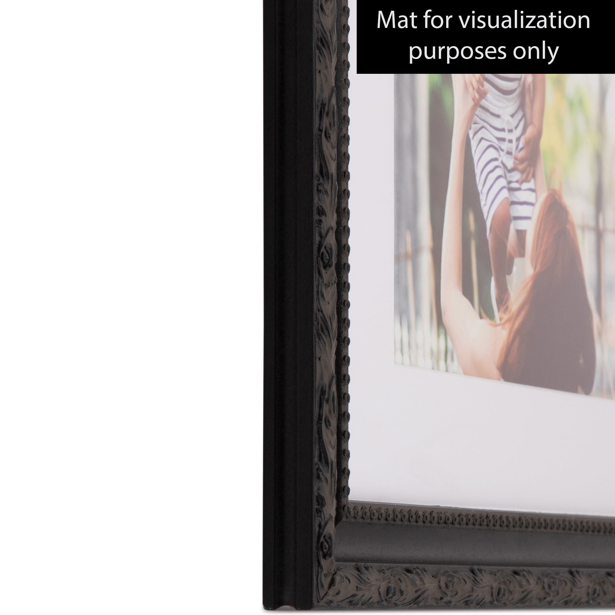 ArtToFrames 18x24 Inch Black Engraved Edges Picture Frame, This Black Wood Poster Frame is Great for Your Art or Photos, Comes with 060 Plexi Glass (4055)