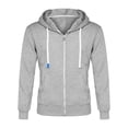 thumbnail image 2 of YUNAFFT Women's Tops, Jackets& Coat Clearance, Mens Pure Color Zipper Pullover Long Sleeve Hooded Sweatshirt Tops Blouse, 2 of 9