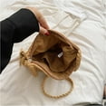 thumbnail image 6 of Women Crochet Shoulder Bag, Knitting Handmade Weaving Handbag, Simple Hollow Beach Bag,Khaki, 6 of 6