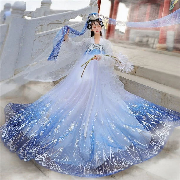 Conjunto de vestido de mujer con lentejuelas de estrellas Carol 2024 con degradado brillante, vestido tradicional chino Hanfu, fiesta de graduación, regalo formal de cumpleaños y Navidad