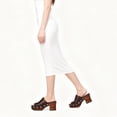 thumbnail image 4 of YDN Women's Open Peep Toe Mules Platform Wooden Block Heels with Studs Dressy Casual Slides Sandals Slip On Comfy Shoes Daily Size 7 Brown, 4 of 4
