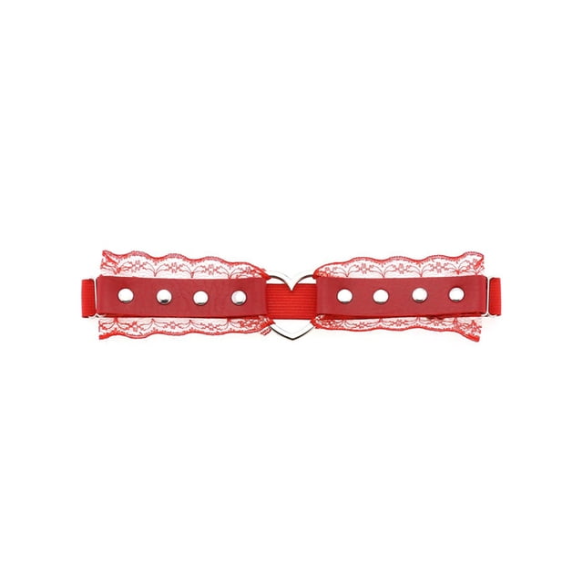 Kmbangi Woman Fun Decorative Belt Peach Heart Hole Lace Mesh Leg Belt