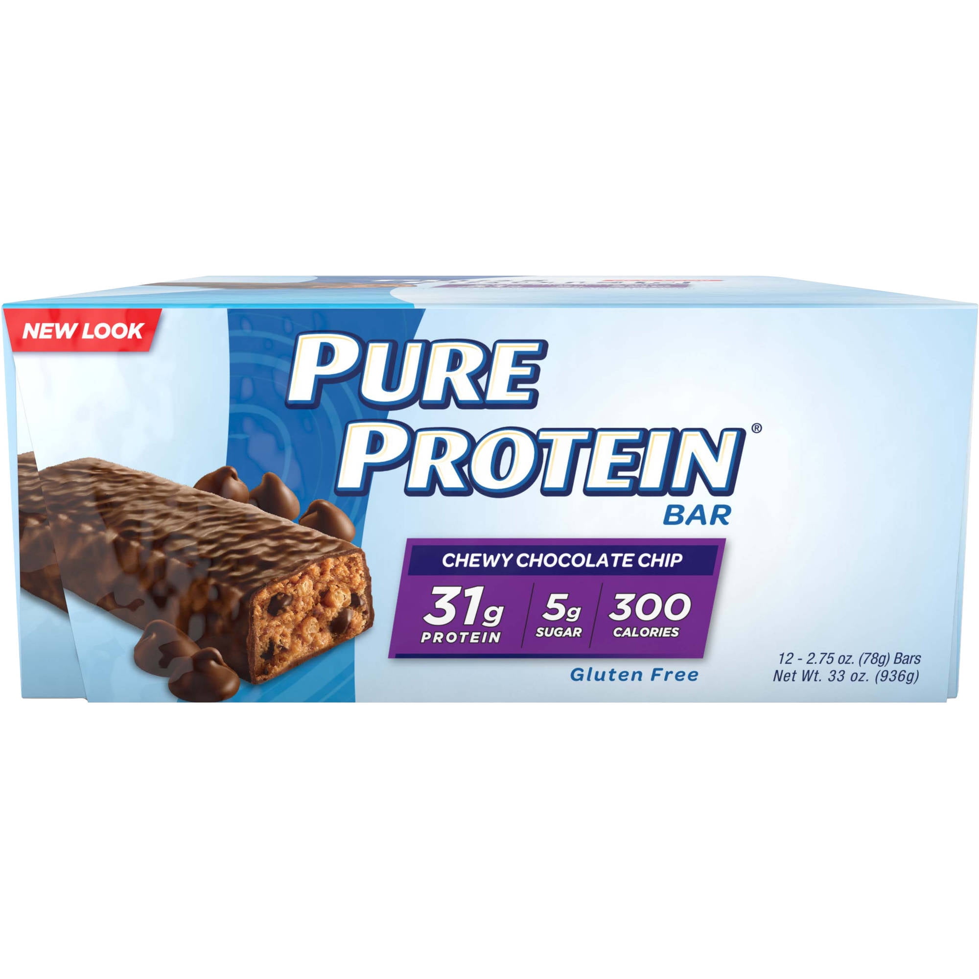 Pure Protein Bar, Chewy Chocolate Chip, 31g Protein, 12 Ct
