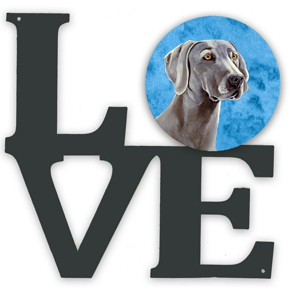 Blue Weimaraner Metal Wall Artwork LOVE