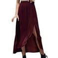 thumbnail image 2 of PUMISAS Elastic Waistband Skirts For Women Soft Split Mid-Length Skirts Solid Color Casual Loose High Waisted Skirts, 2 of 6