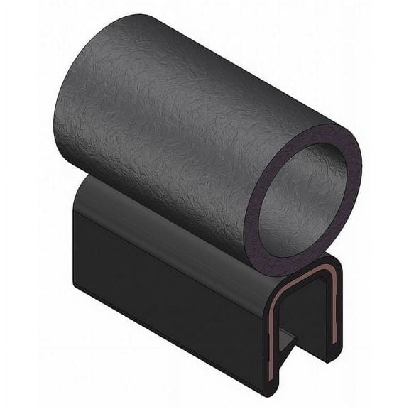 Trim-Lok Trim Seal, 25 ft L,Black, PVC, 7/32 in W 6100B3X1/16C-25