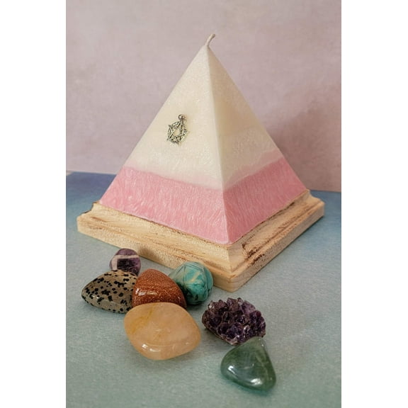 Pyramid Candle with Crystals Inside, Surprise Candle