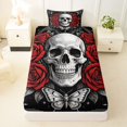 thumbnail image 3 of Castle Fairy Gothic Rose Skull Twin Sheets 3pcs,Boho Stars Crescent Butterfly Bedding,Ivory Red Black,1 Fitted Sheet,1 Flat Sheet and 1 Pillowcase, 3 of 6