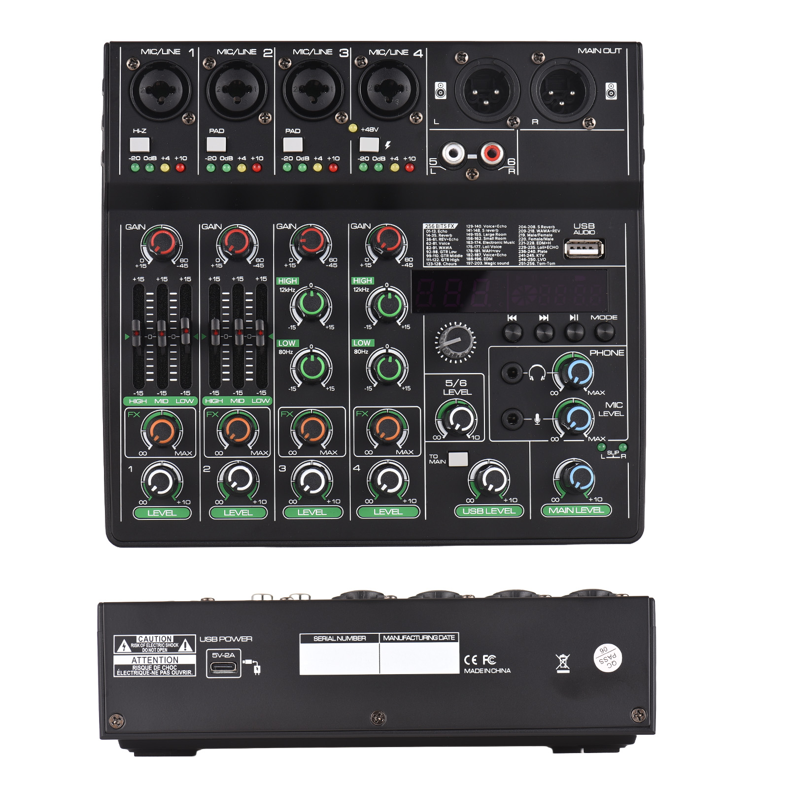 Mixing Console,With 256 48v Dj Network Live 256 48v 48v Studio Input Portable Sound Console With 256 6-channel Console With Type-c Bt Studio Dj Network Mp3 Usb Input