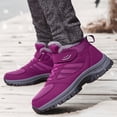 thumbnail image 3 of Outdoor Snow Boots for Women Men Waterproof Nonslip Hiking Winter Booties Lace up Hook and Loop Athletic Ankle Boots Purple 8.5, 3 of 6