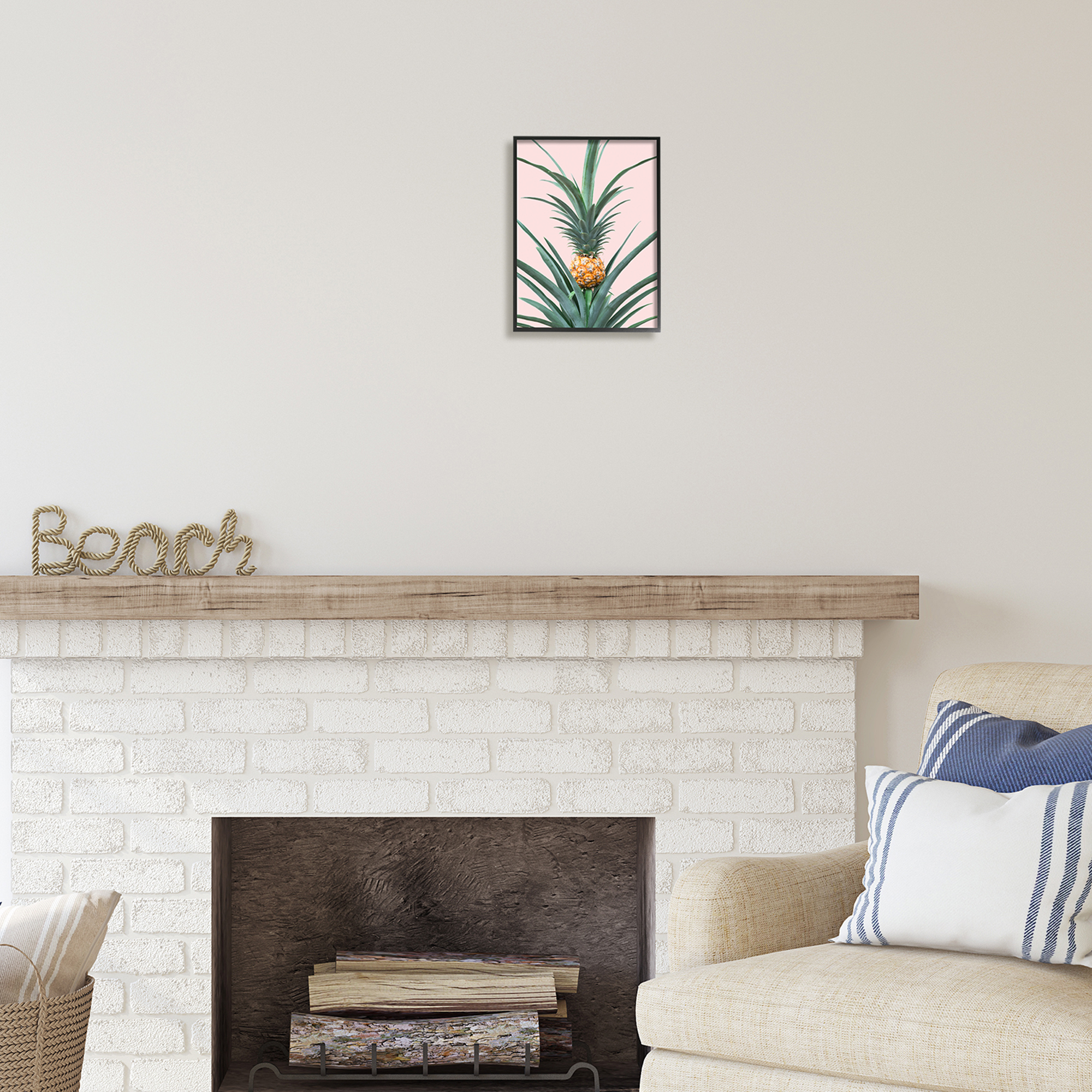 Stupell Industries Pineapple Plant on Pink Food & Beverage Photography Black Framed Art Print Wall Art, 11 x 14