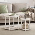 thumbnail image 6 of Furinno Turn-N-Tube Simple Design 2-Tier Round Wooden Coffee Table, Marble White, 6 of 6