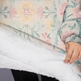 thumbnail image 3 of Oversized Wearable Blanket Hoodie,Pink Floral Pattern Sherpa Blanket Hoodie with Super Pockets,Super Warm Fuzzy Pullover for Women & Men, 3 of 6