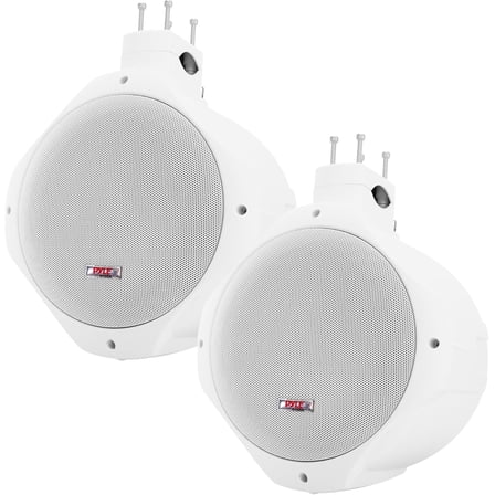 Pyle 8” Wakeboard Tower Speakers – 300W Dual Waterproof Marine Subwoofer Speakers with 1” Tweeter, 2-Way Bullet-Style Boat Audio System with Mounting Brackets, White (Pair)
