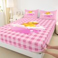 thumbnail image 4 of Feelyou Funny Cute Duck Twin Sheet Sets, Girly Pink Plaid Patchwork Twin Fitted Sheet, Teens Kids Boys Girls Flat Sheet, Lightweight Room Decor, 3pcs, 4 of 8